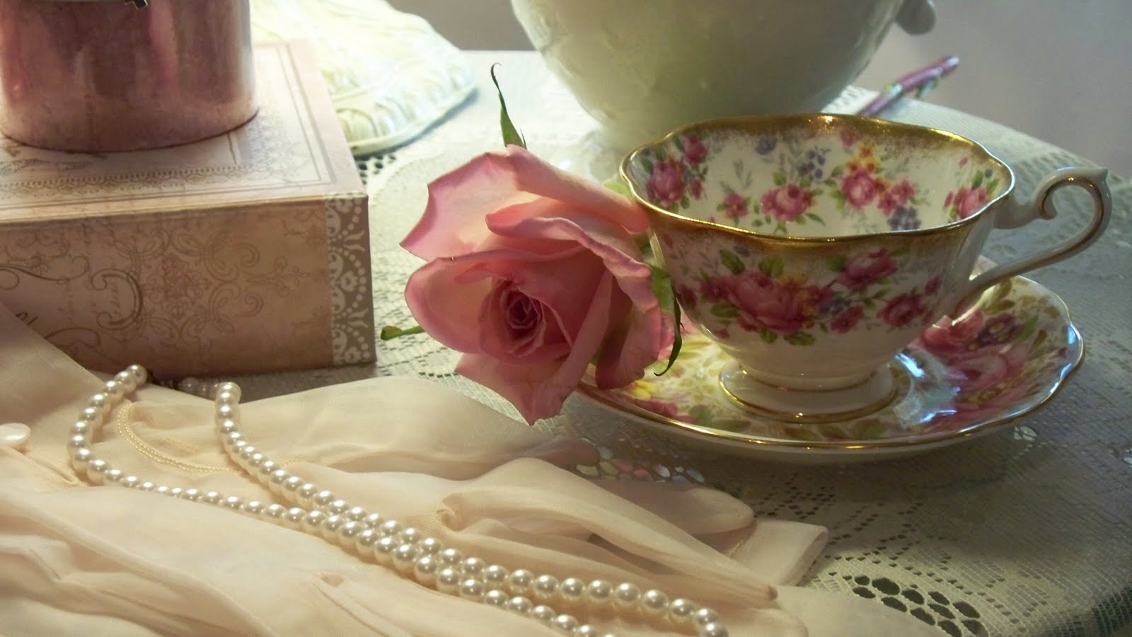 Pink Roses and Teacups Pink Saturday