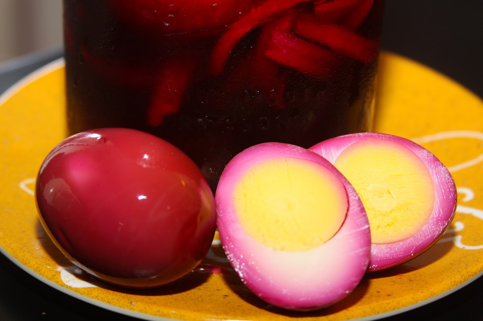 For the Love of Food Pretty Pink Pickled Eggs with Beets and Onions