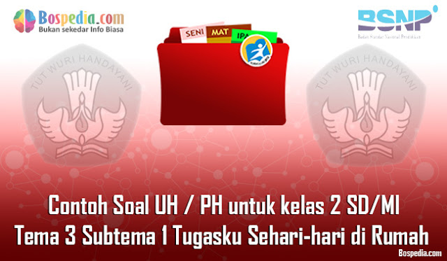 Contoh Soal UH / PH untuk kelas 2 SD/MI Tema 3 Subtema 1 Tugasku Sehari-hari di Rumah 