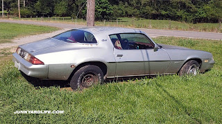 1978 Camaro Type LT sits in the high weeds beside a roadside near Smith Lake in Alabama.