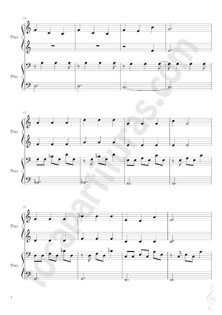 2 Song of Healing Partitura de Piano a 4 Manos Banda Sonora La Leyenda de Celda Nivel Inicial Pianistas Lengend of Zelda Easy Piano Sheet Music Four Hands Teacher - Student beginners