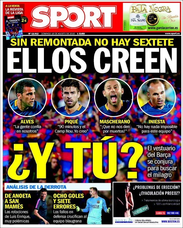 FC Barcelona, Sport: "Sin remontada no hay sextete, ellos creen"