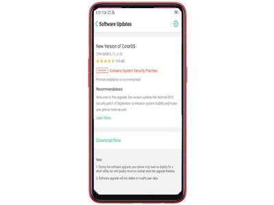 Oppo A3S Received CPH1803EX_11_A.20 September 2022 Security patch