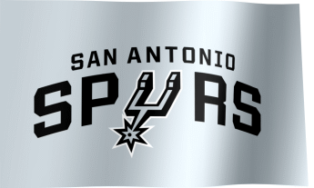 The waving gray flag of the San Antonio Spurs with the logo (Animated GIF)