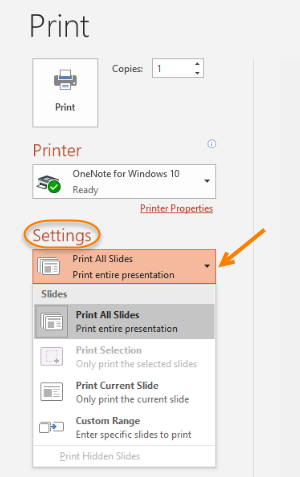 Imprima sus diapositivas, notas y folletos de PowerPoint