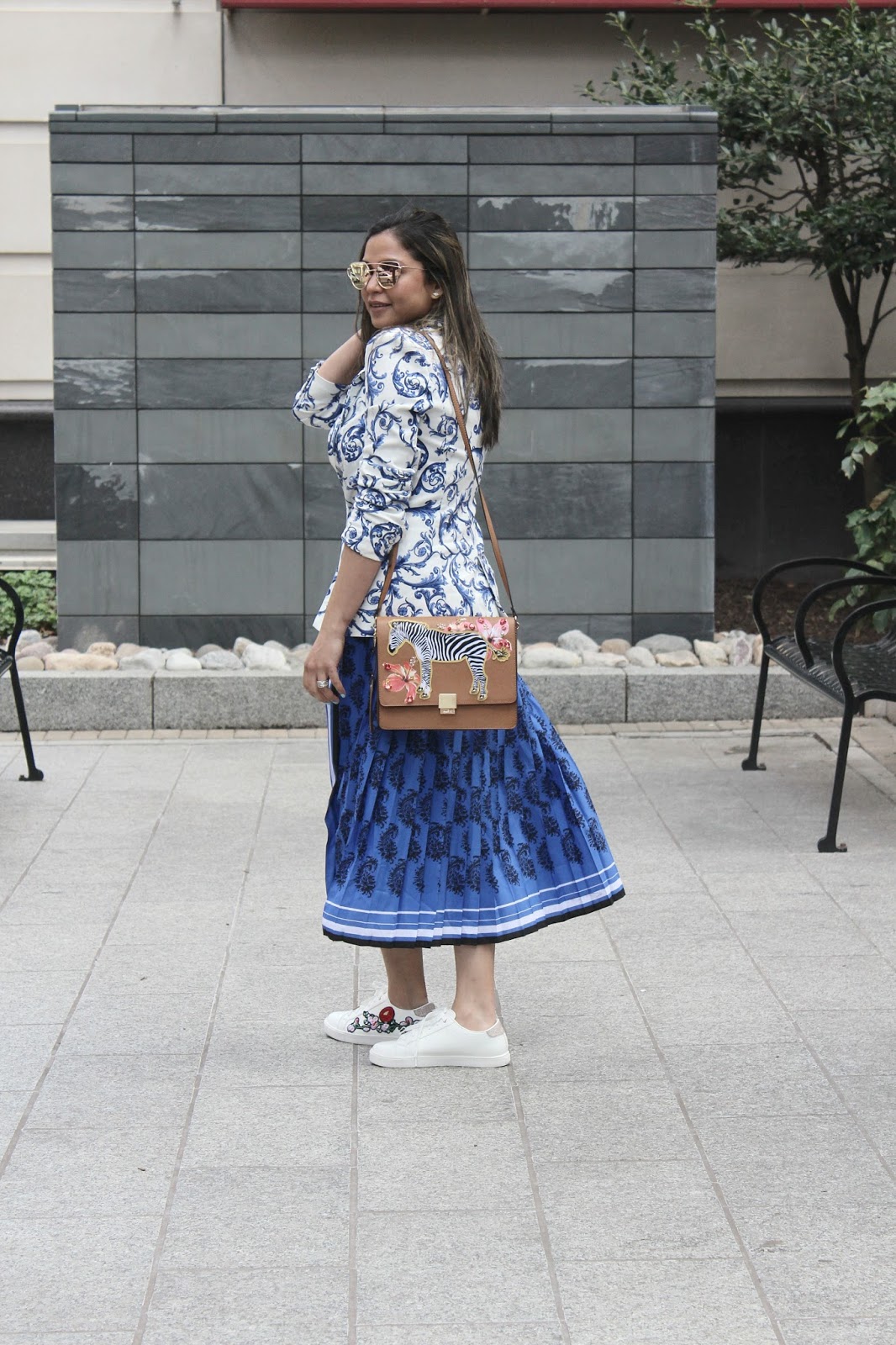 how to dress like a strret style star, sneakers, embroidered sneakers, banana republic blue paisley dress, print on print, aldo zebra bag, print mixing, fashion, style, ootd, blue dress , redblue and white, myriad musings, Saumya Shiohare how to dress like a strret style star, sneakers, embroidered sneakers, banana republic blue paisley dress, print on print, aldo zebra bag, print mixing, fashion, style, ootd, blue dress , redblue and white, myriad musings, Saumya Shiohare
