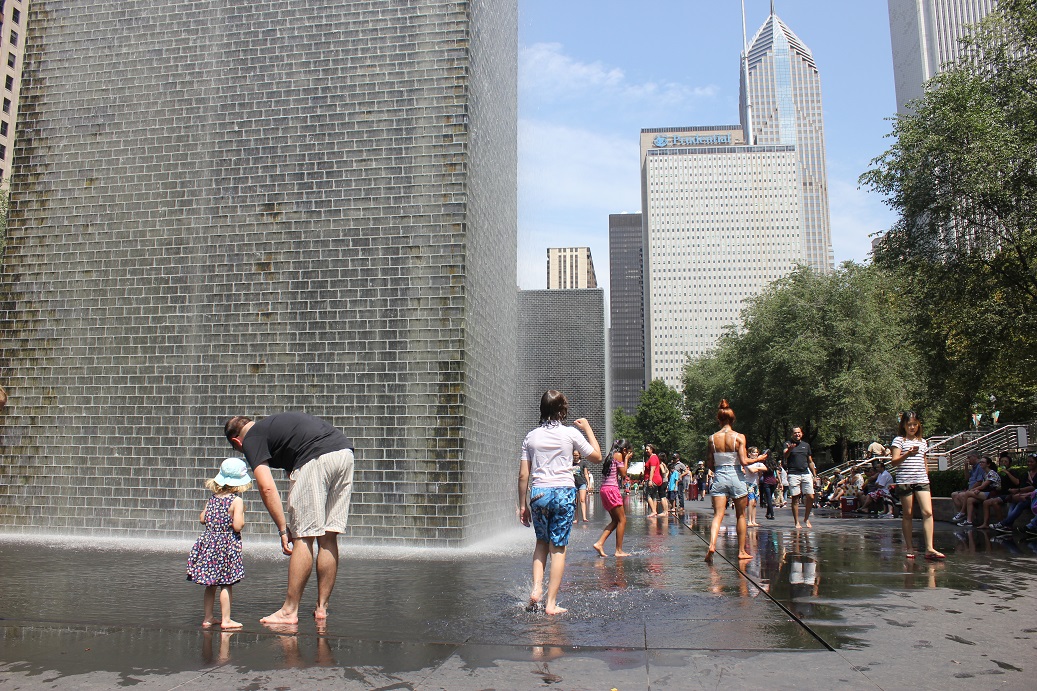 interaktivní Crown Fountain v Chicagu