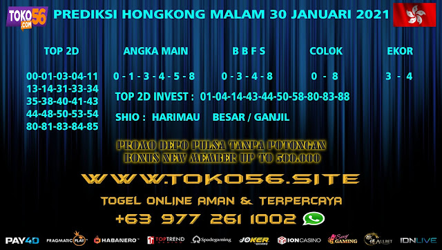Prediksi Togel Hongkong Malam 30 Januari 2021