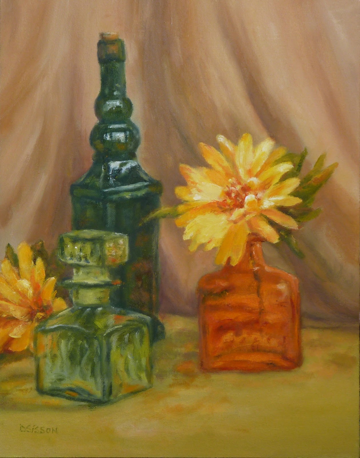 Daily Painting Projects Flowers and Bottles Oil Painting Flower Art