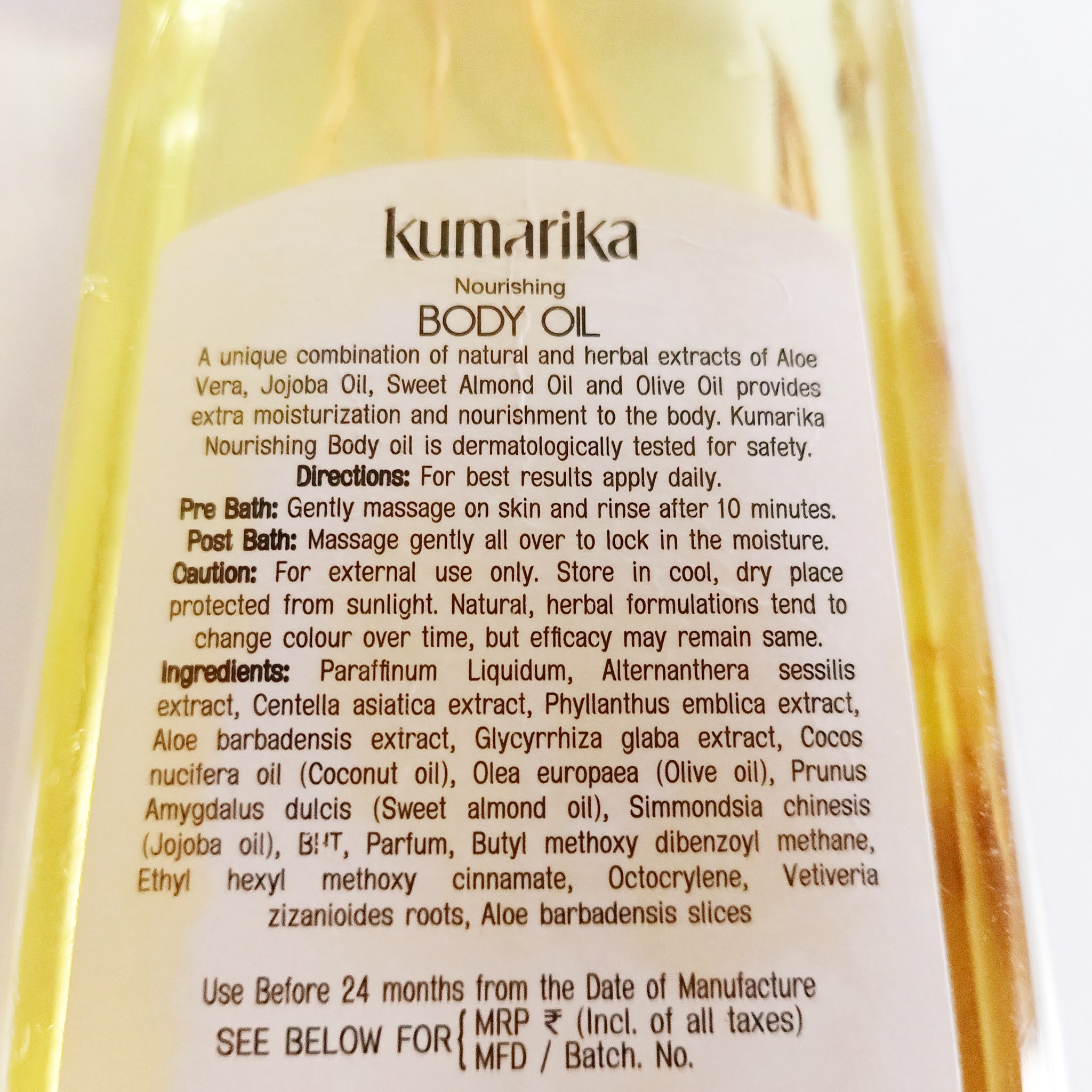 Review of Kumarika Nourishing Body Oil - Elegant Eves