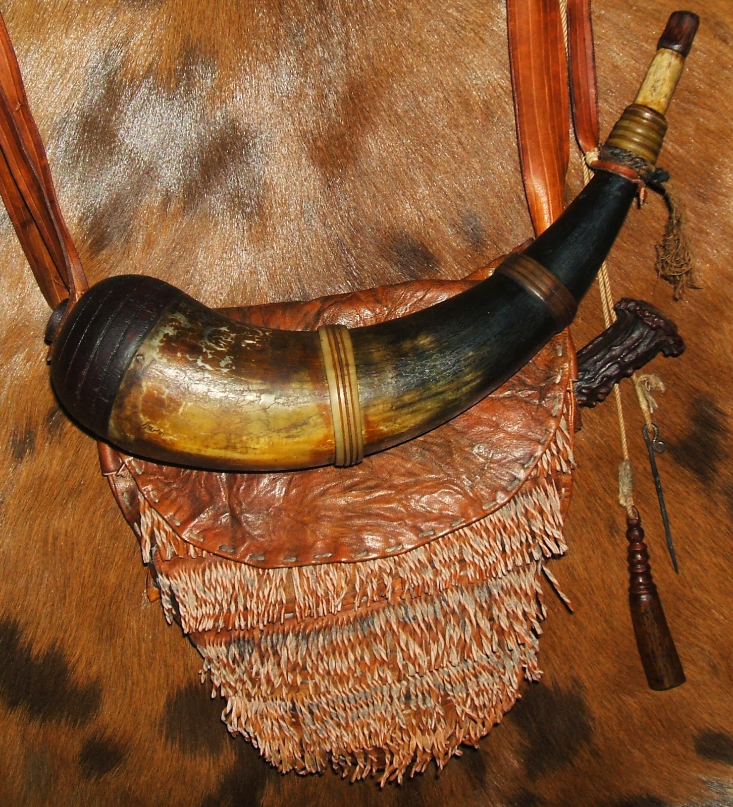 Contemporary Makers Hunting Pouch and Powder Horn Set by T.C. Albert