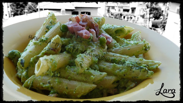 pasta con piselli e pancetta