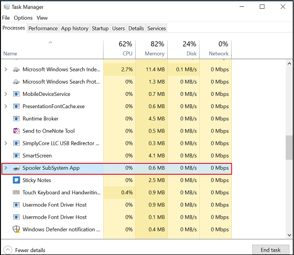 Sottosistema spooler (spoolsv.exe)