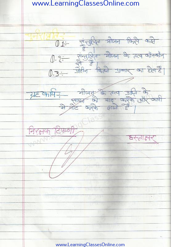 real school teaching home science lesson plan in hindi for class 7 on bhojan