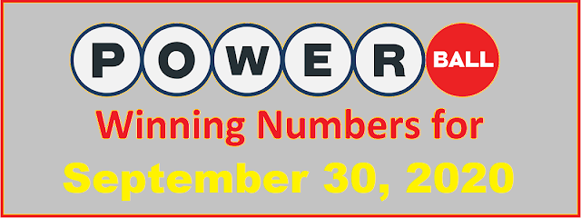 PowerBall Winning Numbers for Wednesday, September 30, 2020