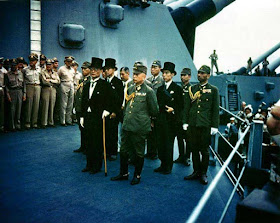 Japanese surrender ceremony aboard the USS Missouri on 2 September 1942 worldwartwo.filminspector.com