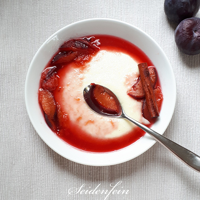 Griesbrei mit Pflaumensoße * recipe * Semolina with plum sauce