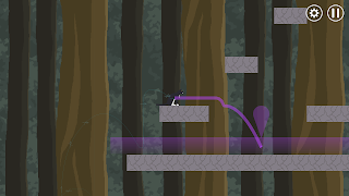 A screenshot from Squirrel Away showing a movement trajectory that includes falling off of a floor platform.