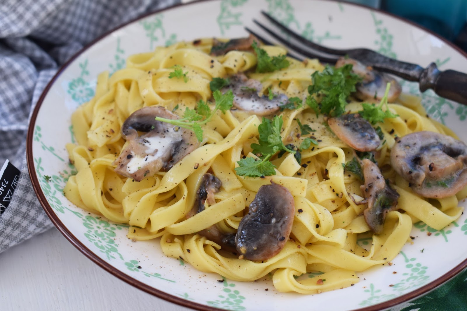 Smaskelismaskens Vegetarisk Pasta Alfredo med champinjoner