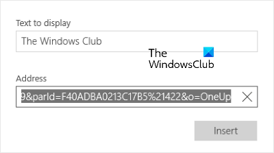 fichier de lien application OneNote Windows 10