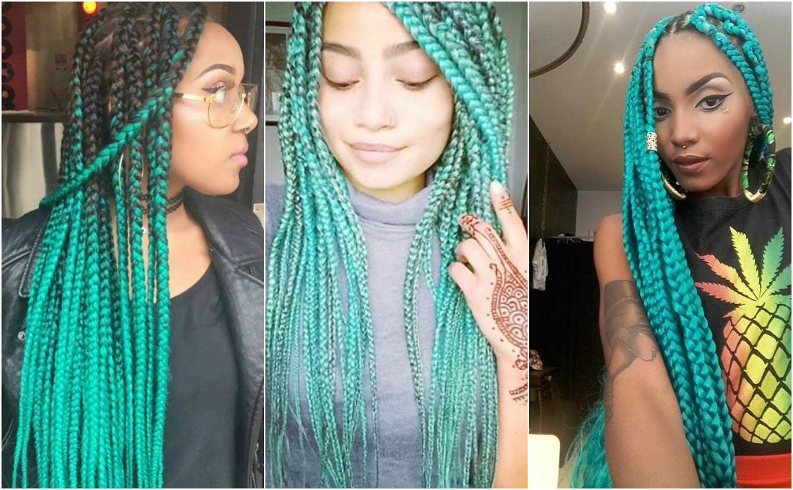 Blue Green Box Braids Hair - wide 10