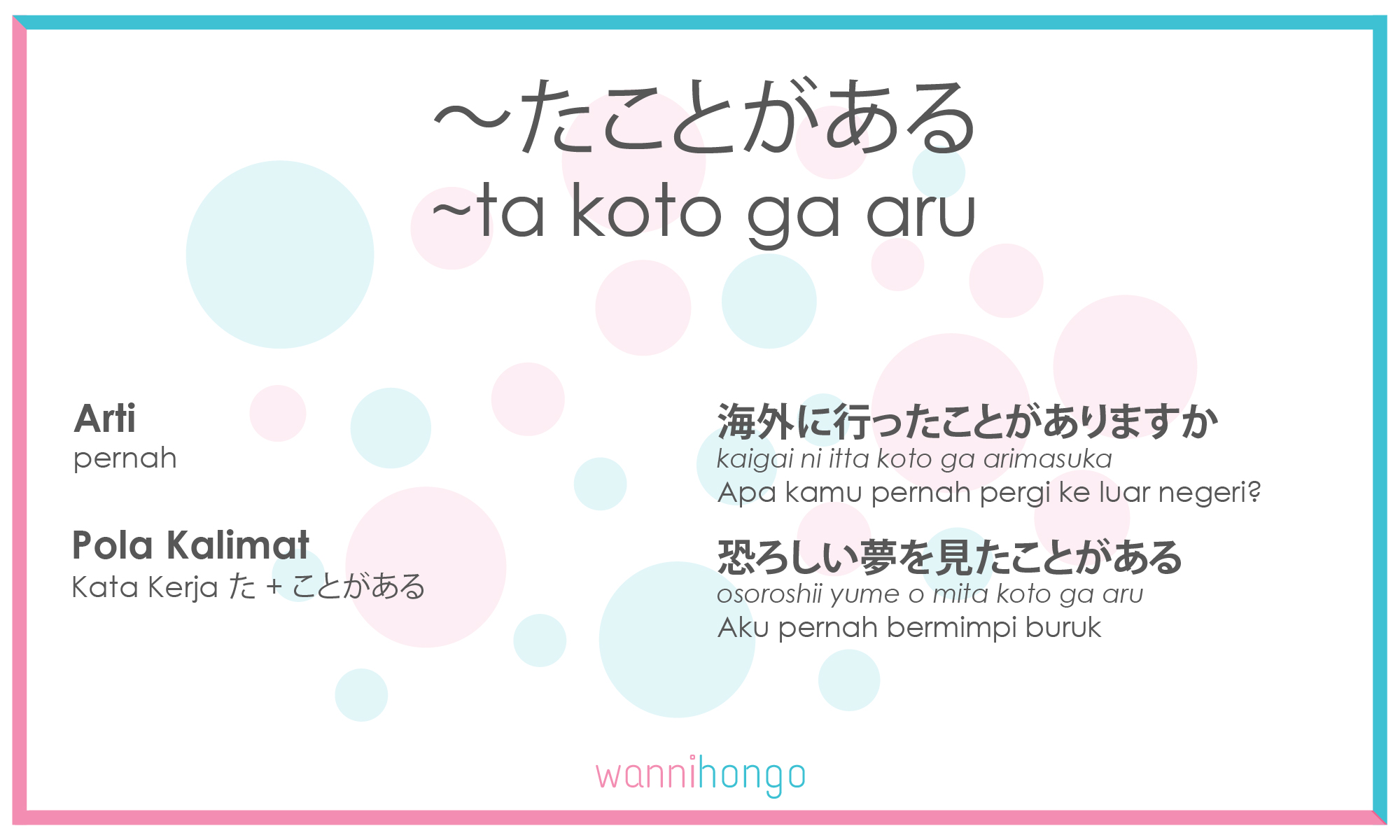 Pola Kalimat たことがあります (ta koto ga arimasu) Tata Bahasa