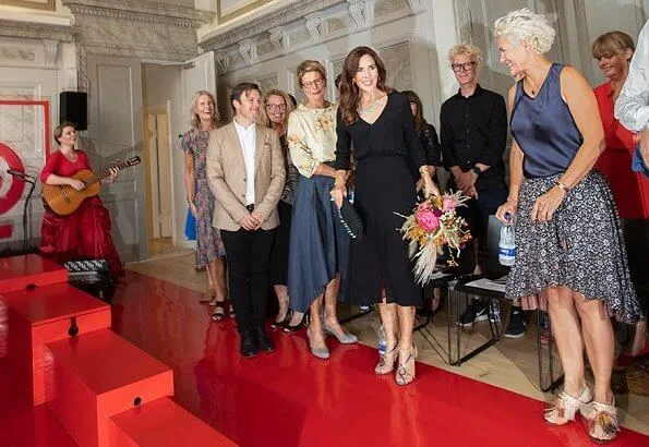 Crown Princess Mary wore ba&sh Lucia dress and Alexandre Birman Braided sandals