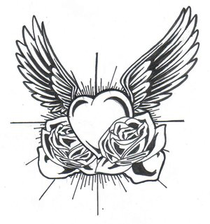 Heart with Wings Tattoo Drawings