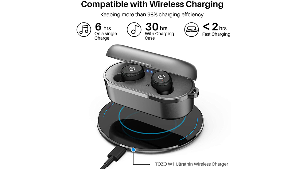 TOZO T10 Bluetooth 5.0 Wireless Earbuds with Wireless Charging Case