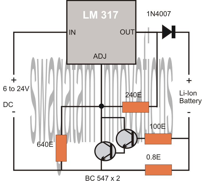 Simplest, Safest Li-Ion Battery Charger Circuit | Circuit Diagram Centre