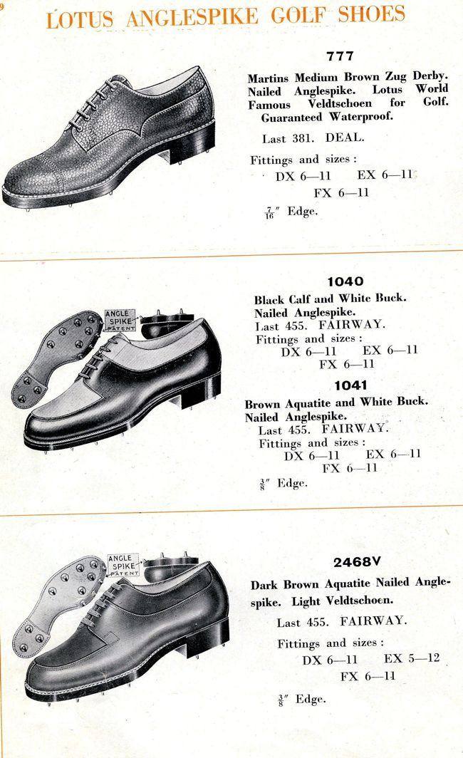 Lotus golf shoes, in the export catalogue, 1952