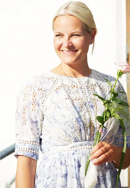 Crown Princess Mette-Marit in Zimmermann Confetti Scallop Day Dress