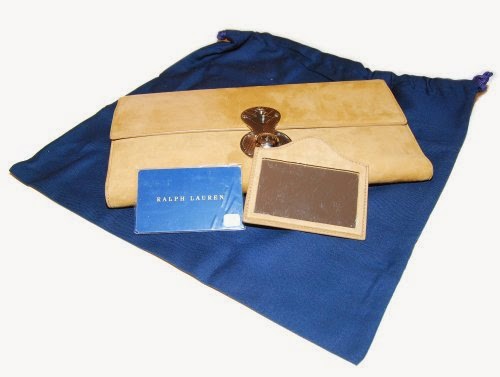 Ralph Lauren Collection Womens Suede Leather Clutch Purse Wallet Italy Tan Beige - Luxury ...
