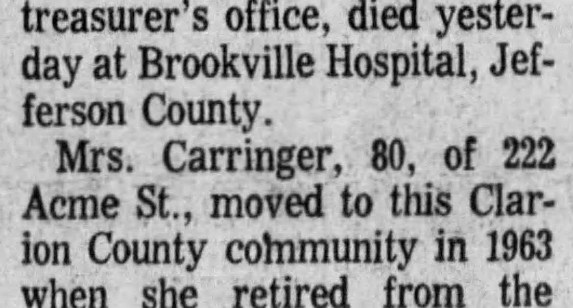 GeneaMusings Carringers in the News Beulah Mae Carringer Dies in
