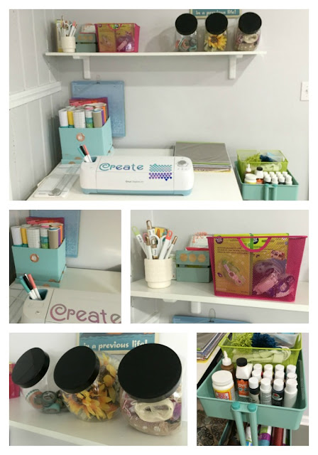 See how I organized my crafting supplies and created a craft space in a small area.