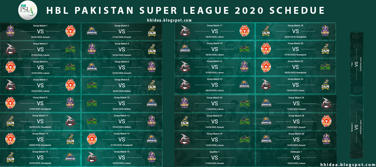 HBL Pakistan Super League 2020 Schedule SoftwaresGames&Movies HBL Pakistan Super League 2020 Schedule SoftwaresGames&Movies