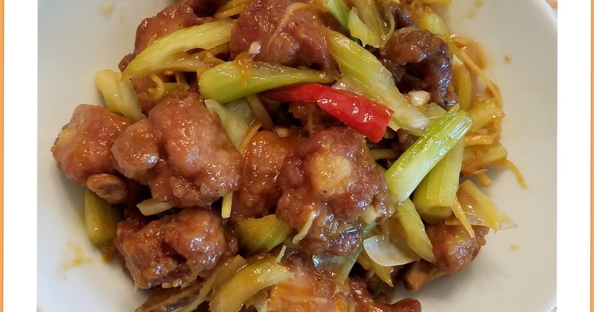 Little Bellevue Kitchen Stir fried pork rib with celery in sour plum sauce
