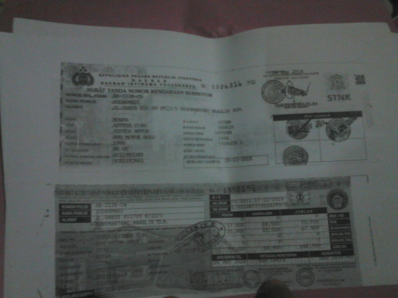 Contoh Fotokopi Bpkb Motor Terbaru