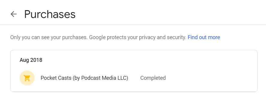 Google personal Purchases