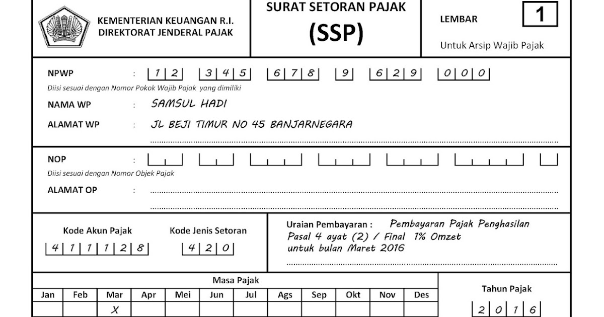 form surat setoran pajak elektronik