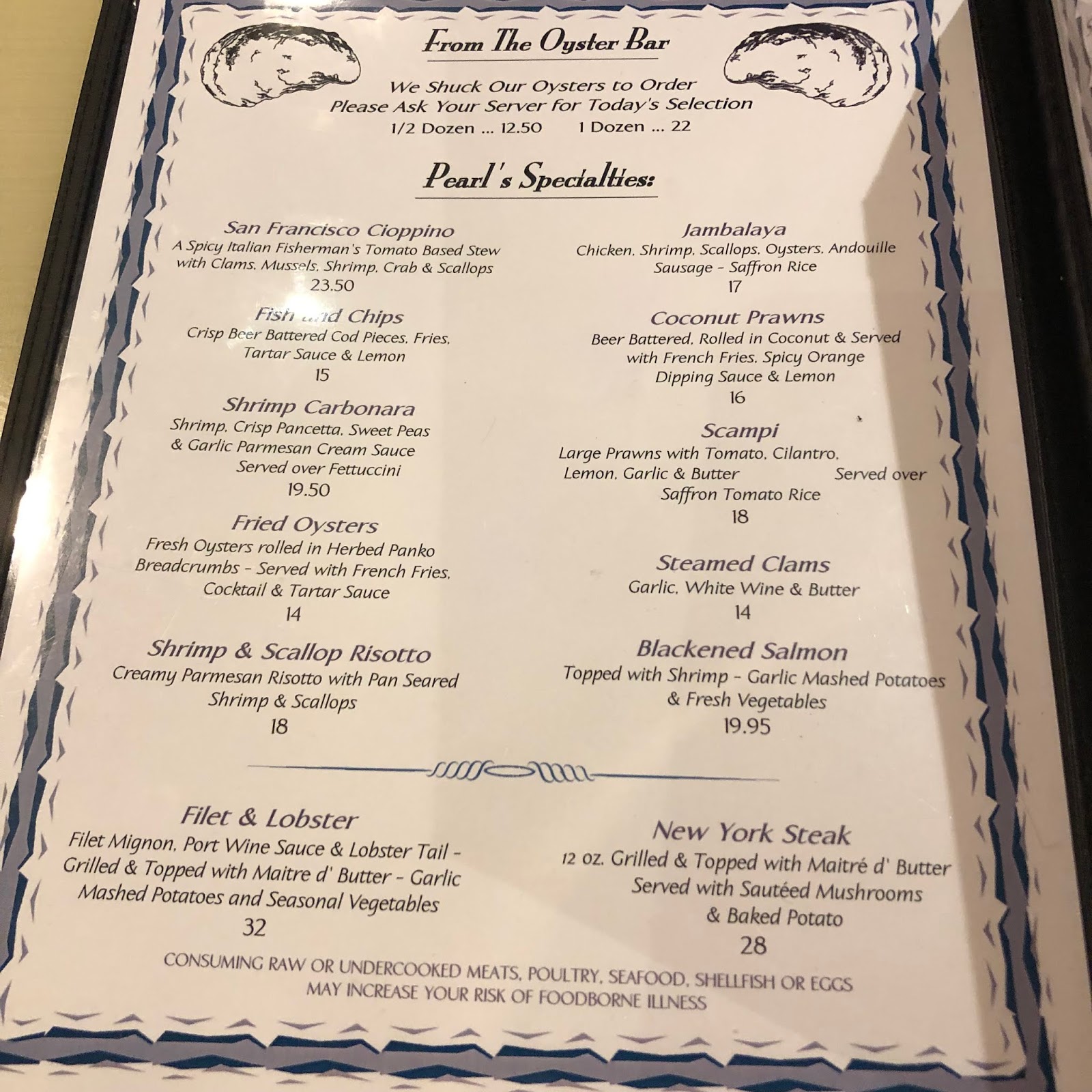 フード＆ワインの日々 リノ グルメ： Pearl Oyster Bar & Grill （パール オイスター バー＆グリル）＠Silver Legacy Resort Casino（シルバー