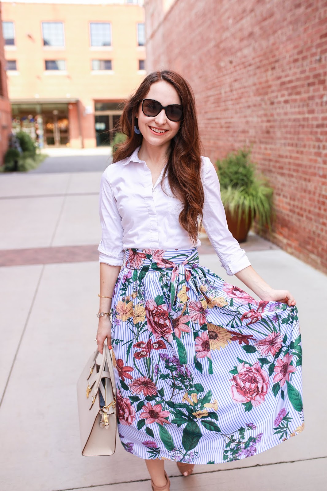 Striped Floral Skirt | Caralina Style