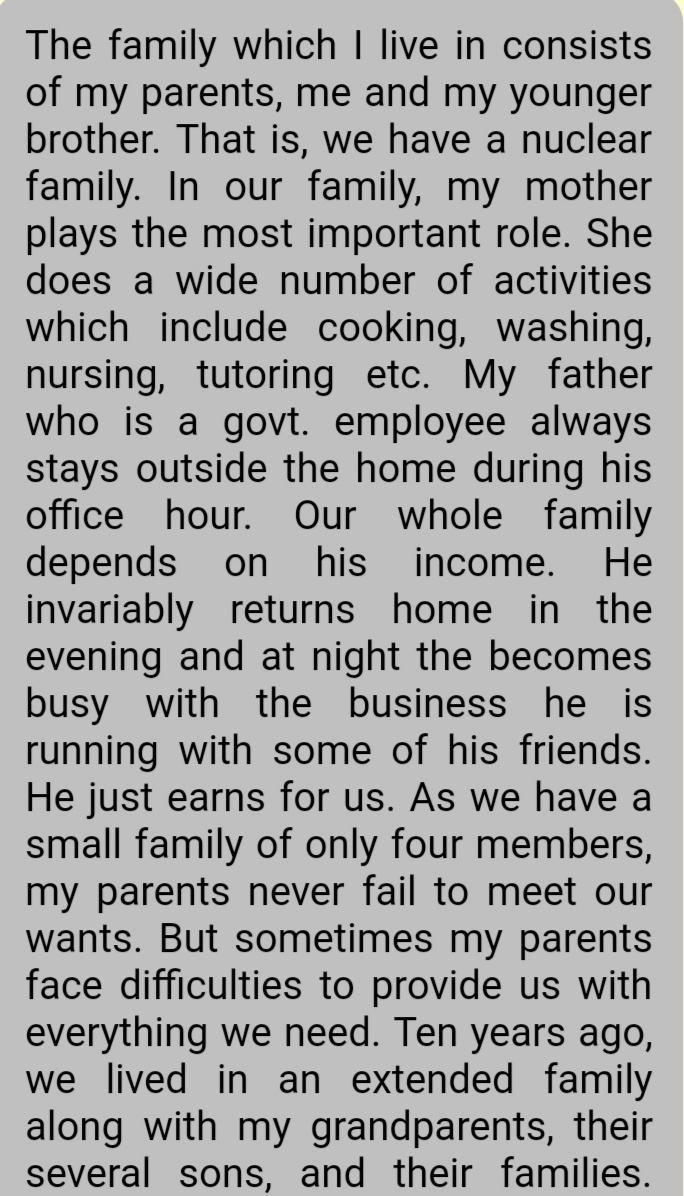 My Family Paragraph Write A Paragraph About Your Family My Family