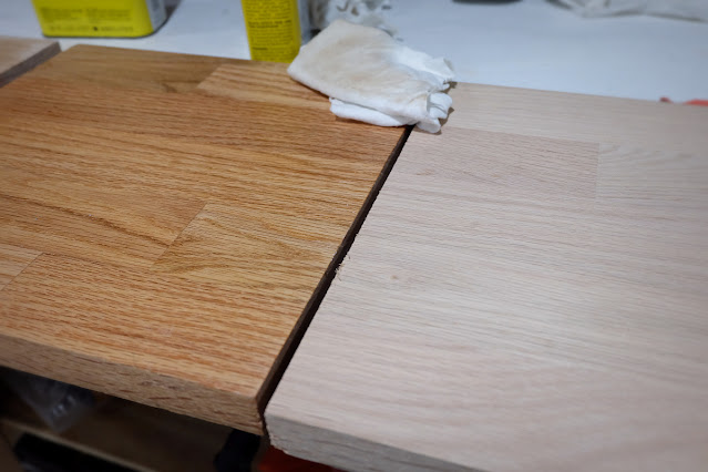 red oak shelf tung oil before and after