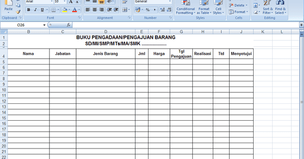 Contoh Format Administrasi Sekolah Inventaris Barang Arsip