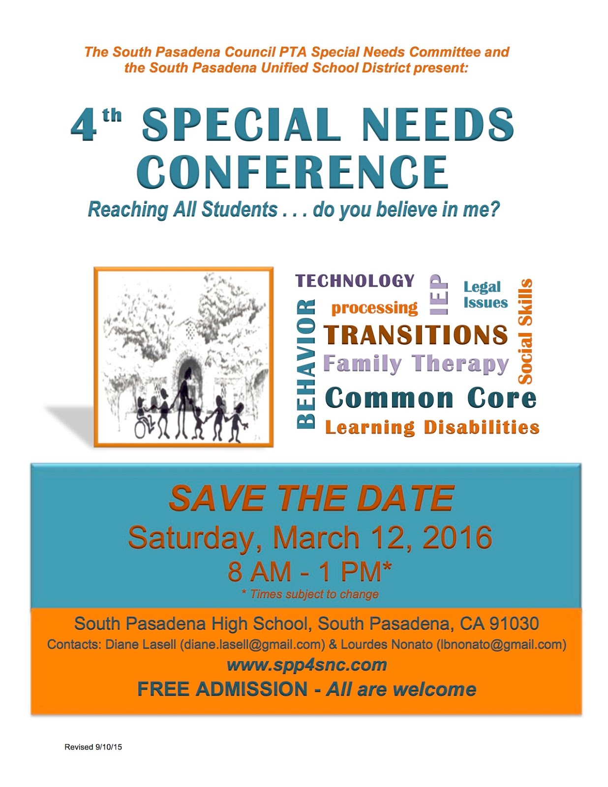 SCAACN FREE! South Pasadena's 4th Annual Special Needs Conference