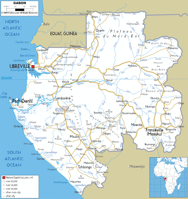 Mapa rodoviário de Gabão