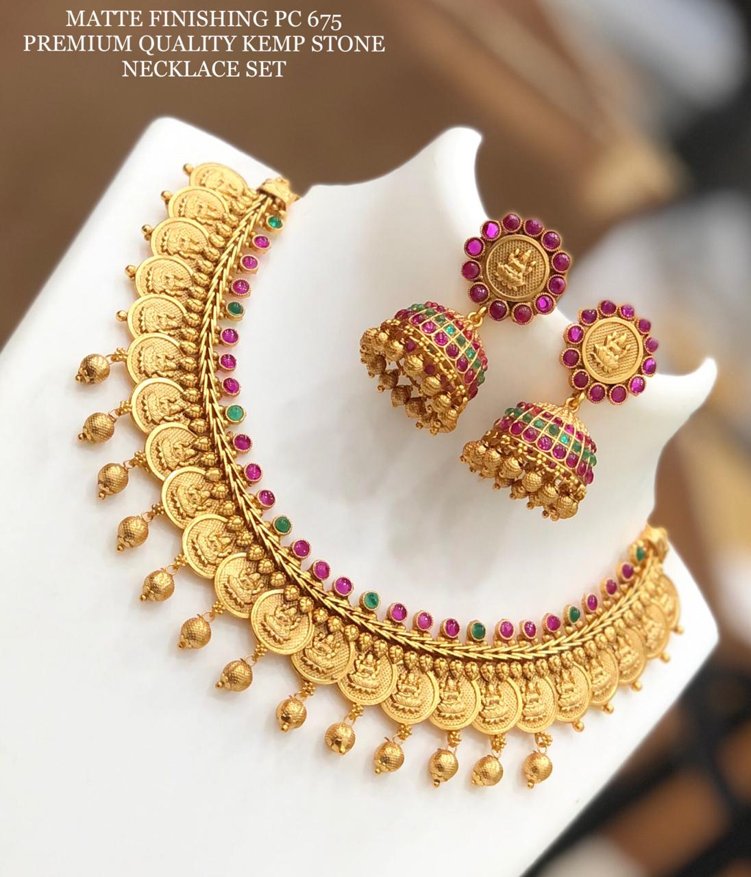Latest Matt Finish Gold Short Necklace 2021 - Indian Jewelry Designs