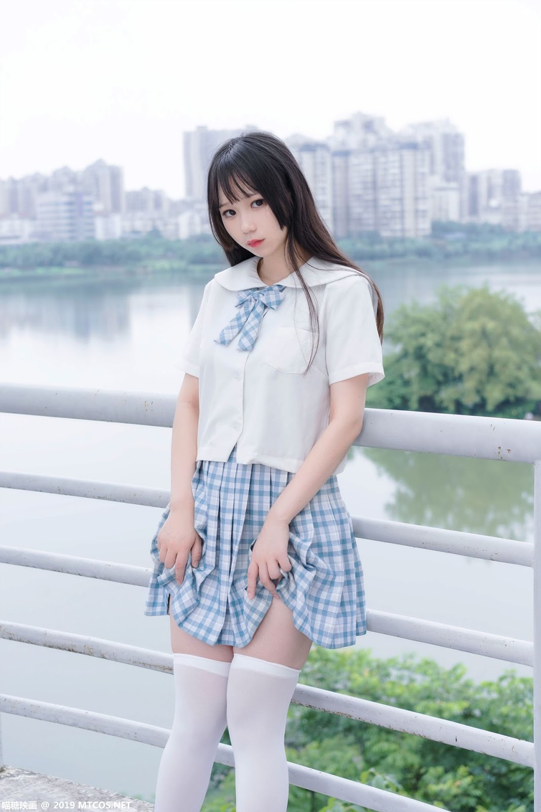 Image [MTCos] 喵糖映画 Vol.015 – Chinese Cute Model - White Shirt and Plaid Skirt - TruePic.net- Picture-11