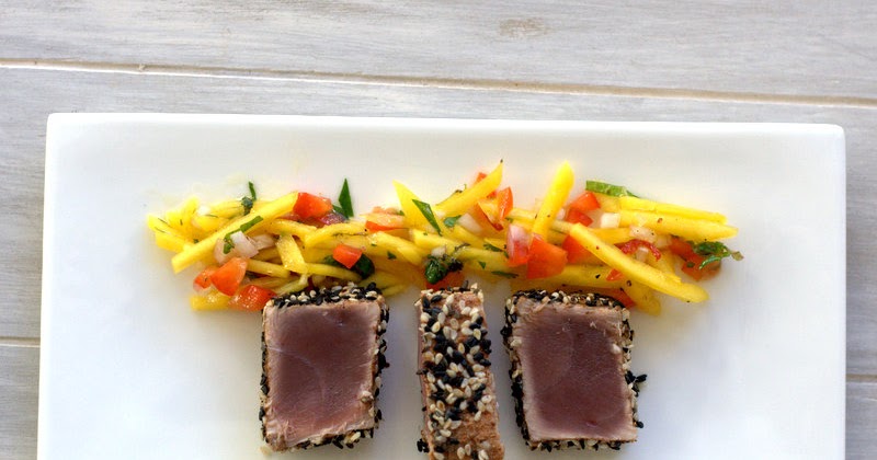 bushcooks kitchen: Thunfisch im Zimt-Sesam-Mantel mit Mango-Chili-Salat